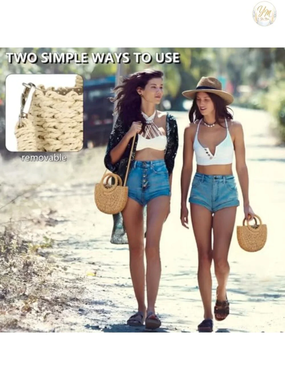 Handwoven Straw Hobo Bag with Drawstring Closure Crossbody Shoulder Purse